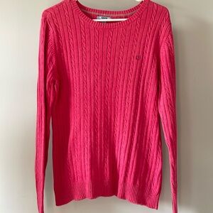 Dark pink cable knit sweater size large preppy look